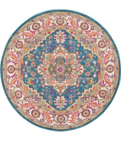 Nourison Home Passion PSN20 Teal Multicolor 4 ft. Round Area Rug