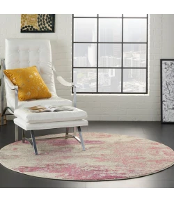 Nourison Home Celestial CES02 Ivory Pink 7 ft. 10 in. Round Area Rug