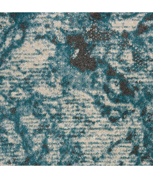 Nourison Maxell Area Rug MAE08 Ivory/Teal 3'10" x 3'10"round