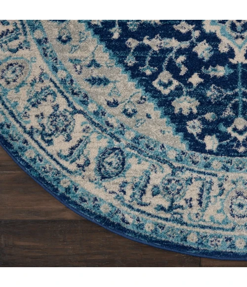 Nourison Tranquil Round Area Rug TRA06-Ivory/Navy