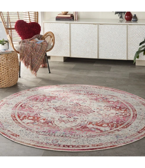 Nourison Vintage Kashan Area Rug VKA07-Red/Ivory