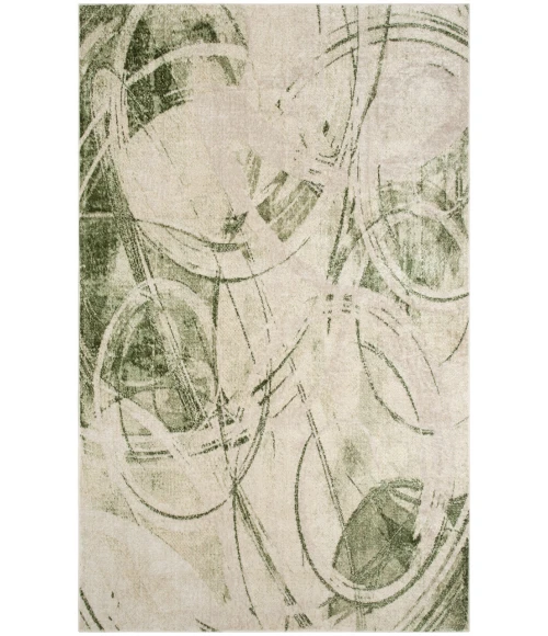 Nourison Astra Machine Washable Beige Green ASW14 5 ft. 3 in. X 7 ft. Rectangle Rug