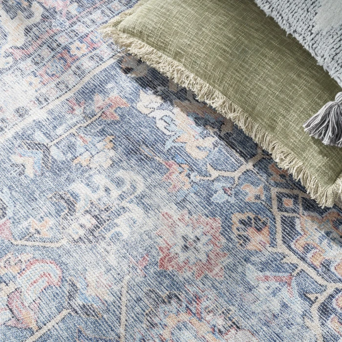 Nicole Curtis Machine Washable Series 1 Area Rug SR104 Blue 8' x 10'