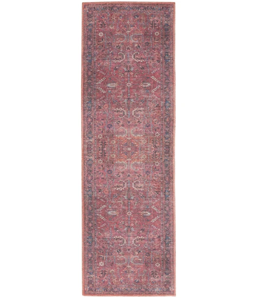 Nicole Curtis Machine Washable Series 1 Area Rug SR102 Red 7' Runner