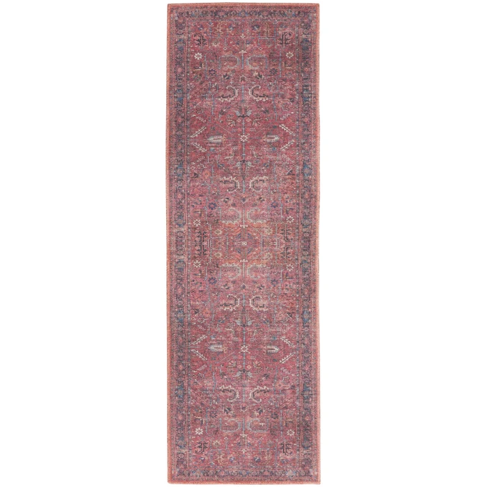 Nicole Curtis Machine Washable Series 1 Area Rug SR102 Red 7' Runner