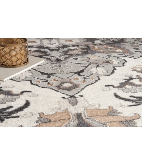 Nourison Elation Ivory Grey ETN09 5 ft. 3 in. Round Rug