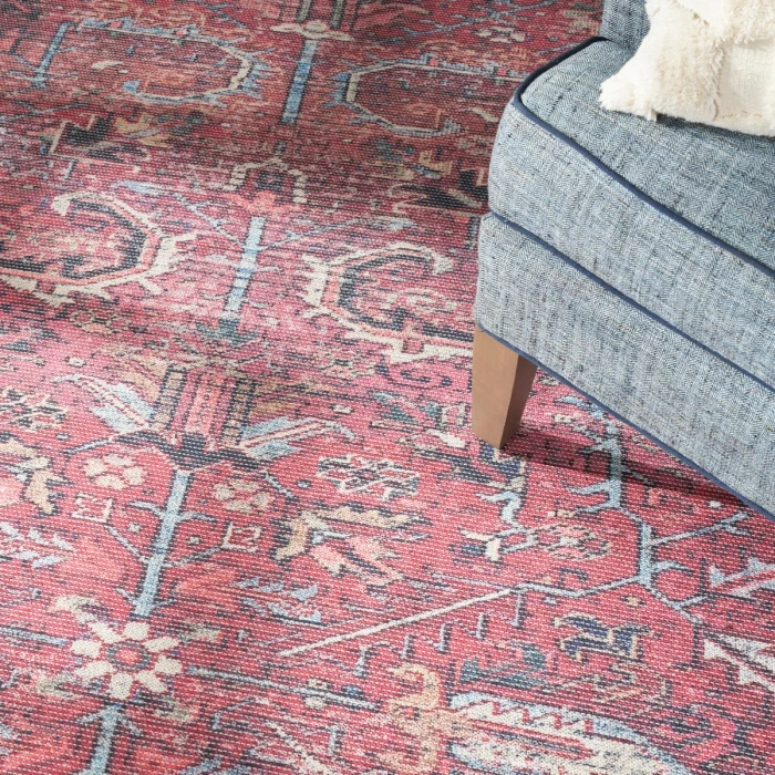 Nicole Curtis Machine Washable Series 1 Area Rug SR102 Red 9' x 12'