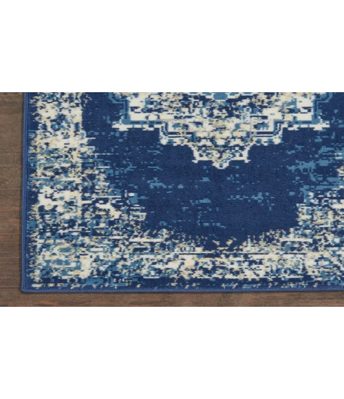 Nourison Grafix Navy Blue GRF14 2 ft. X 6 ft. Rectangle Rug