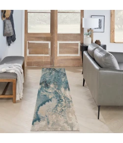 Nourison Home Maxell MAE08 Ivory/Teal 2 ft. 2 in. X 12 ft. Area Rug