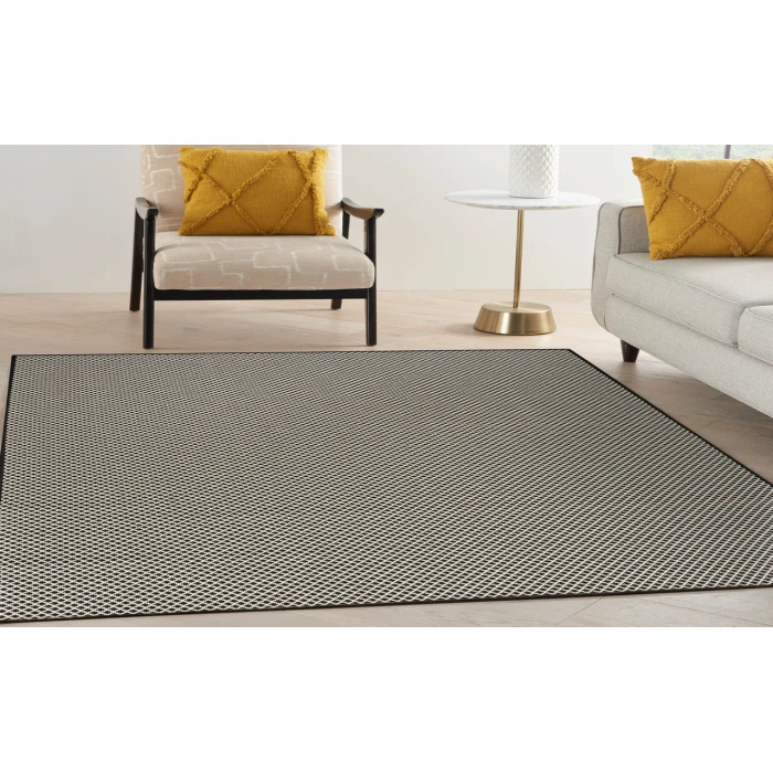 Nourison Courtyard Black White COU01 6 ft. X 9 ft. Rectangle Rug