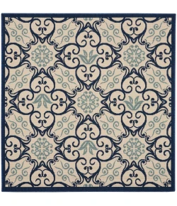 Nourison Home Caribbean CRB02 Ivory Navy 5 ft. Square Area Rug