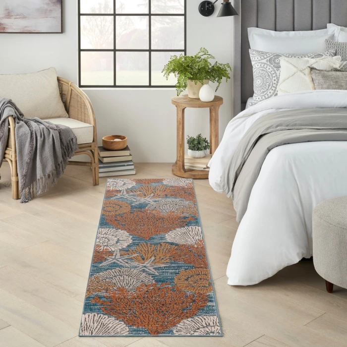 Nourison Seaside Blue Multicolor SDS04 8 ft. Rect. Rug