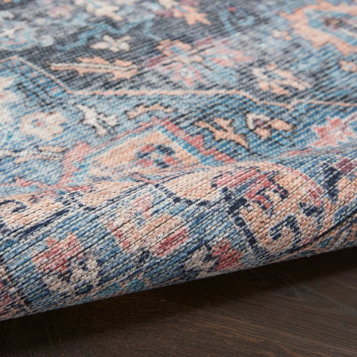 Nicole Curtis Machine Washable Series 1 Area Rug SR101 Blue 4' x 6'