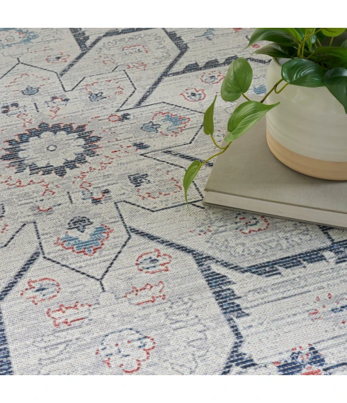 Nicole Curtis Machine Washable Series 1 Area Rug SR110 Ivory Blue