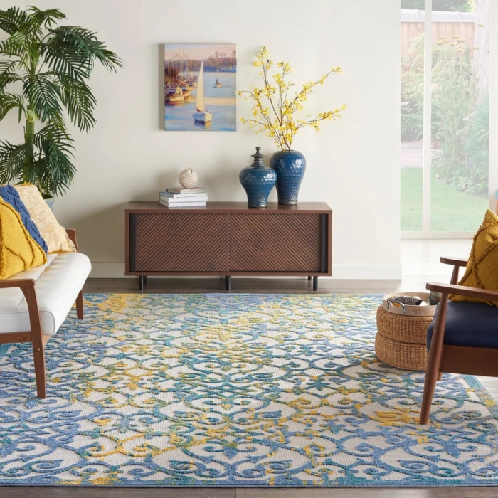 Nourison Aloha Indoor/Outdoor Area Rug ALH21-Ivory Blue
