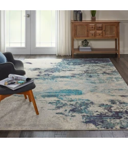 Nourison Home Celestial CES02 Ivory Teal Blue 7 ft. X 10 ft. Area Rug