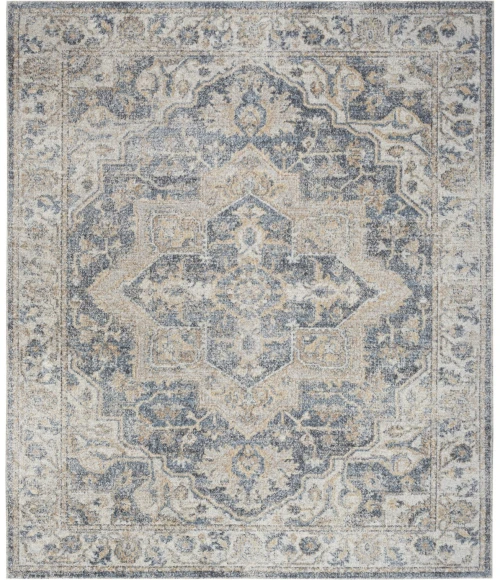 Nourison Astra Machine Washable Grey Blue ASW12 7ft. x 10ft. Rect. Rug