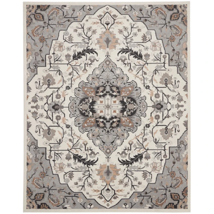 Nourison Elation Area Rug ETN09 Ivory Grey 9' x 12'