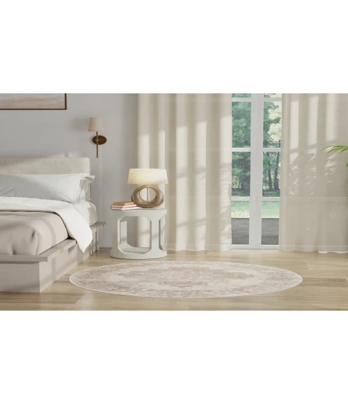 Nourison Grafix Ivory Beige GRF14 4 ft. Round Rug