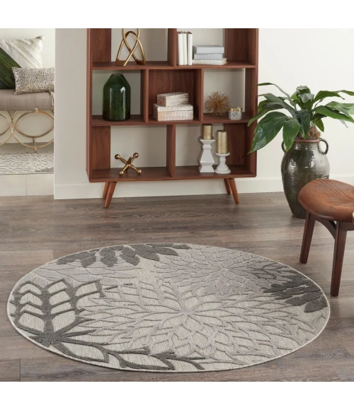 Nourison Aloha Round Area Rug ALH05-Silver Grey