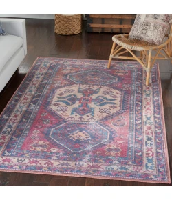Nourison Home New Concept Washables SR105 Red Navy 5 ft. 3 in. X 7 ft. 3 in. Area Rug