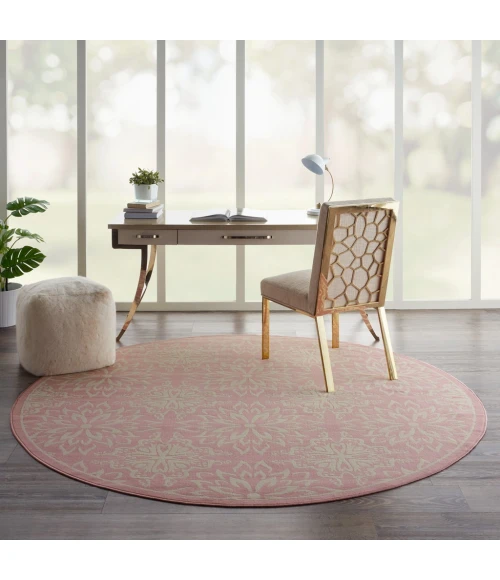 Nourison Jubilant Round Area Rug JUB06-Ivory/Pink