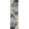 Nourison Home Celestial CES02 Ivory Teal Blue 2 ft. 2 in. X 7 ft. 6 in. Area Rug