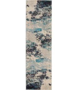 Nourison Home Celestial CES02 Ivory Teal Blue 2 ft. 2 in. X 7 ft. 6 in. Area Rug