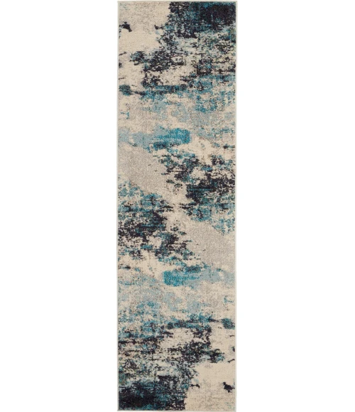 Nourison Celestial Runner Area Rug CES02-Ivory/Teal Blue