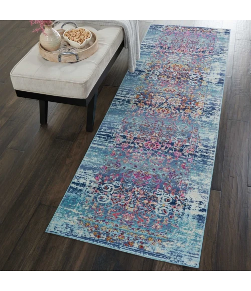 Nourison Vintage Kashan Runner Area Rug VKA02-Blue