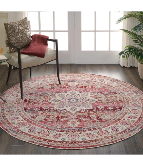Nourison Vintage Kashan Round Area Rug VKA01-Red