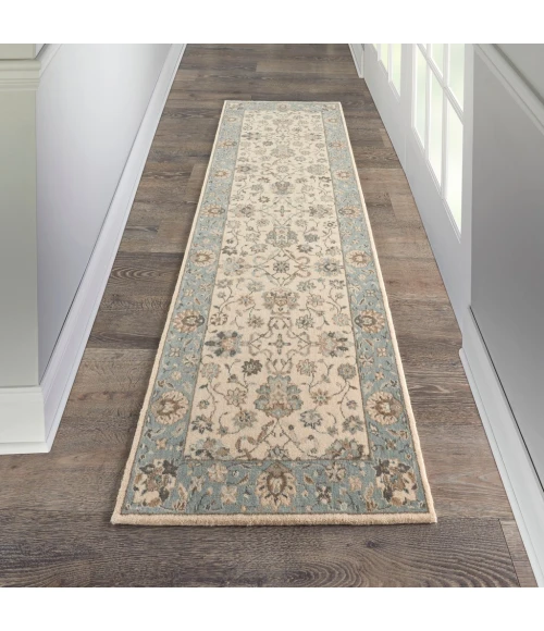 Nourison Living Treasures Runner Area Rug LI16-Ivory/Aqua