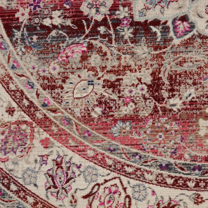 Nourison Vintage Kashan Round Area Rug VKA01-Red