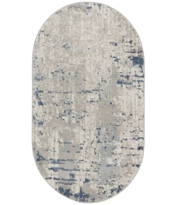Nourison Home Quarry QUA01 Ivory Grey Blue 3 ft. X 5 ft. Oval Area Rug