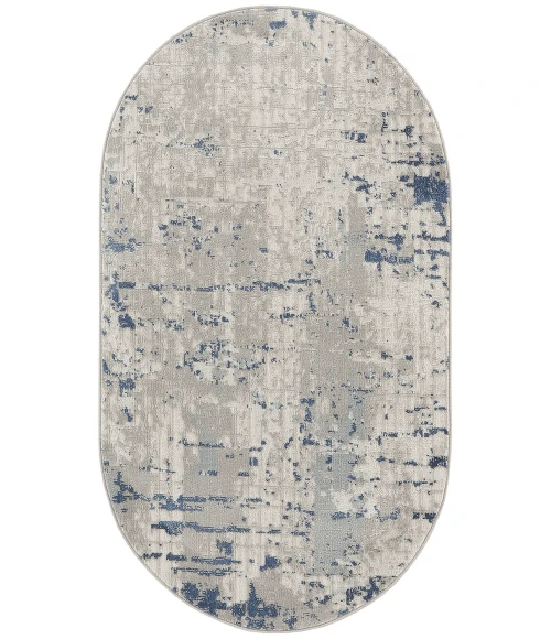Nourison Quarry Ivory Grey Blue QUA01 3 ft. X 5 ft. Oval Rug