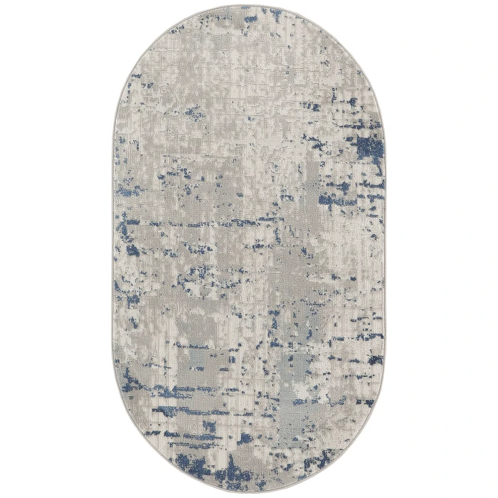 Nourison Quarry Ivory Grey Blue QUA01 3 ft. X 5 ft. Oval Rug
