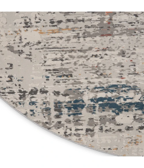 Nourison Rustic Textures Area Rug RUS14 Light Grey Multi 5'3" Round