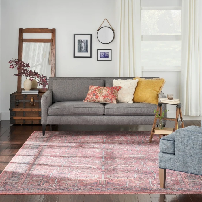 Nicole Curtis Machine Washable Series 1 Area Rug SR102 Red 8' x 10'