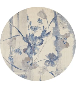 Nourison Home Somerset ST18 Ivory Blue 7 ft. 9 in. Round Area Rug