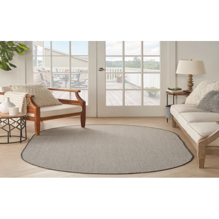 Nourison Courtyard Ivory/Charcoal COU01 5 ft. X 8 ft. Oval Rug