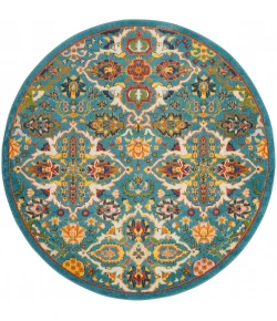 Nourison Home Allur ALR03 Turquoise Ivory 5 ft. 3 in. Round Area Rug