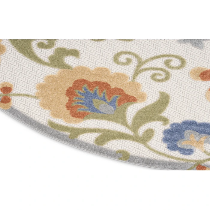 Nourison Aloha Ivory Blue ALH17 5 ft. 3 in. Round Rug