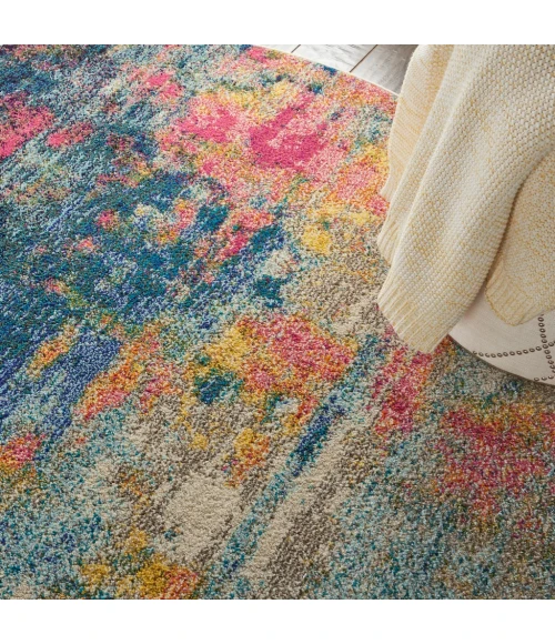 Nourison Celestial Round Area Rug CES09-Blue/Yellow