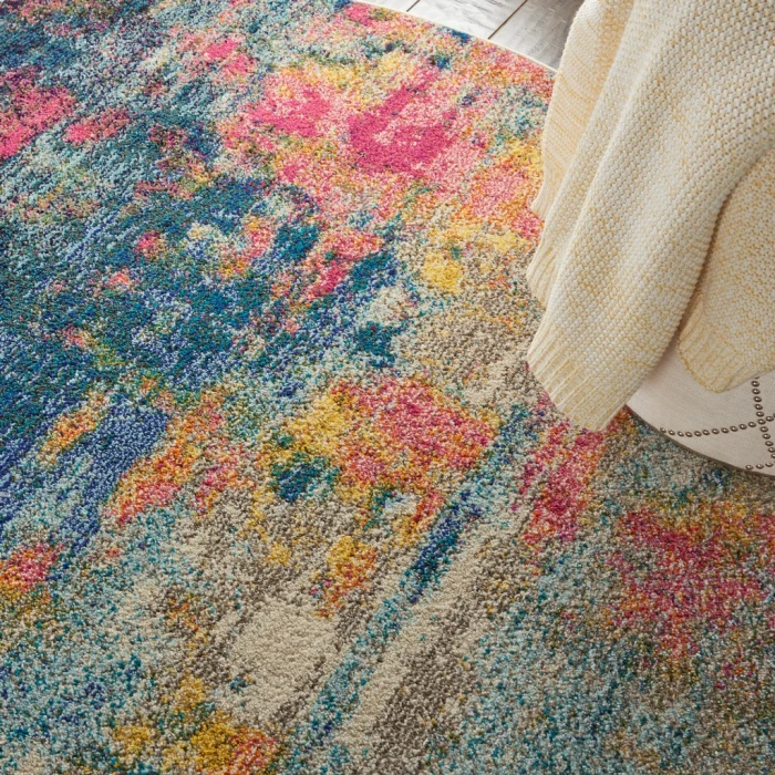 Nourison Celestial Round Area Rug CES09-Blue/Yellow