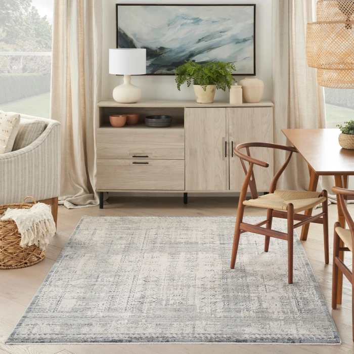 Nourison Lynx Ivory Blue LNX06 5 ft. X 8 ft. Rect. Rug