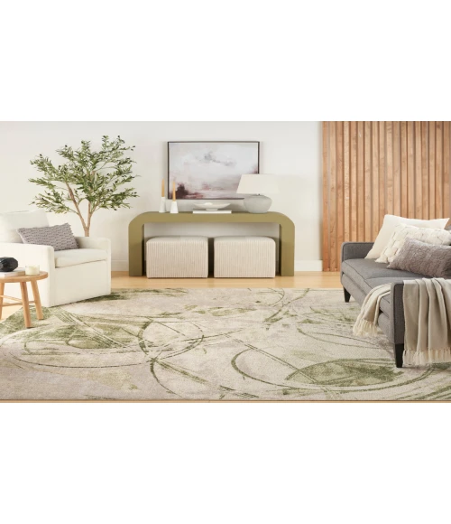 Nourison Astra Machine Washable Beige Green ASW14 7 ft. 10 in. X 10 ft. Rectangle Rug