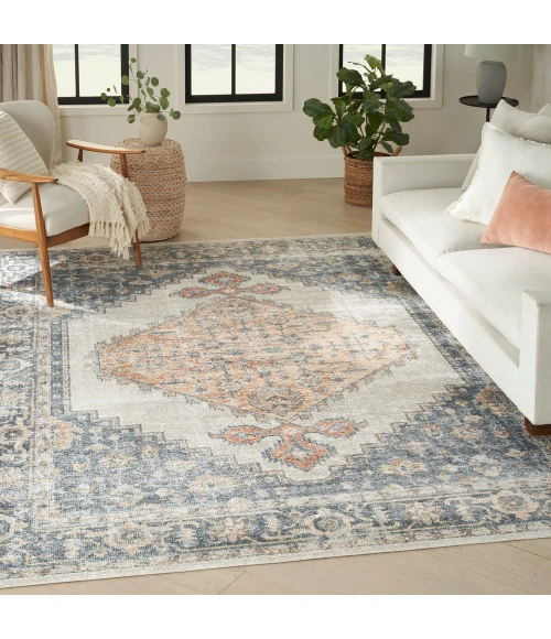 Nourison Astra Machine Washable Area Rug ASW11 Grey/Gold