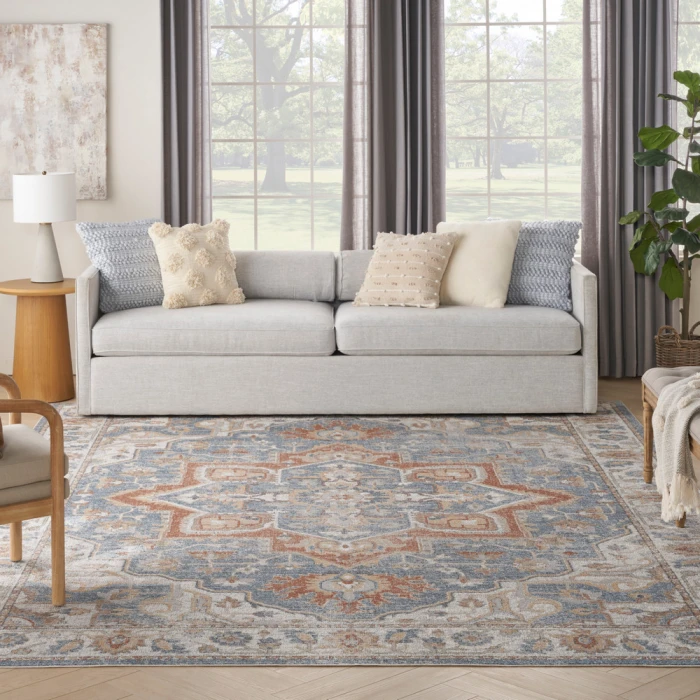 Nourison Astra Machine Washable Area Rug ASW12 Denim Multi