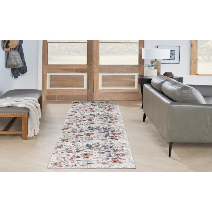 Nourison Nourison Washables Ivory Pink NWB01 2 ft. 2 in. X 10 ft. Rectangle Rug