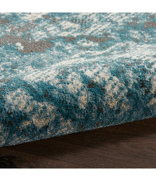 Nourison Maxell Area Rug MAE08 Ivory/Teal 3'10" x 3'10"round